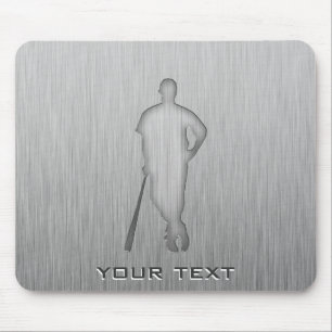 Brushed metal-look Baseball Mouse Pad
