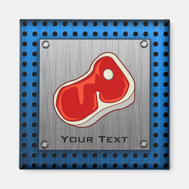 Brushed Metal-look Butcher Steak Magnet (Front)