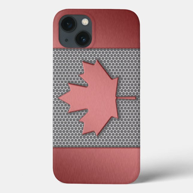 Brushed Metal Look Canadian Flag Case-Mate iPhone Case (Back)