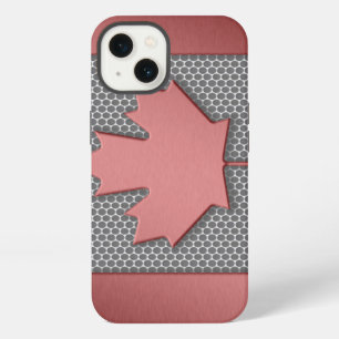 Brushed Metal Look Canadian Flag iPhone 13 Case