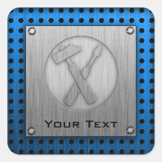 Brushed Metal-look Carpenter Tools Square Sticker