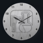 Brushed Metal-look Chemistry Large Clock<br><div class="desc">You will love this brushed aluminium metal look chemist chemistry chemical engineer engineering science lab design. Great for gifts! Available on tee shirts, smart phone cases, mousepads, keychains, posters, cards, electronic covers, computer laptop / notebook sleeves, caps, mugs, and more! Visit our site for a custom gift case for Samsung...</div>