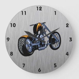 Brushed Metal-look Chopper Large Clock
