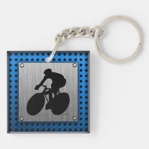 Brushed metal look Cycling Key Ring