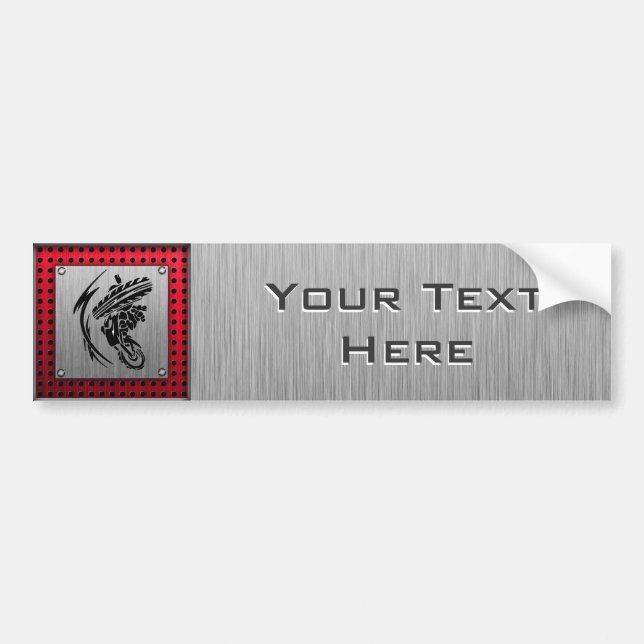 Brushed metal look Dirt Bike Bumper Sticker (Front)
