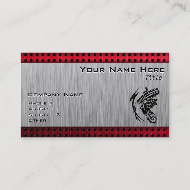 Brushed metal look Dirt Bike Business Card (Front)