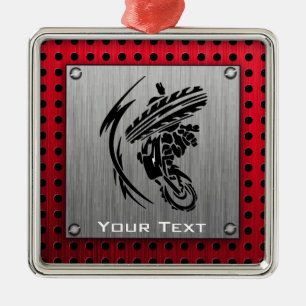 Brushed metal look Dirt Bike Tree Decoration