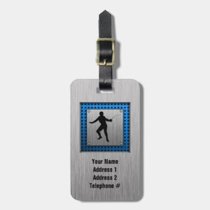 Brushed metal look Fencing Silhouette Luggage Tag