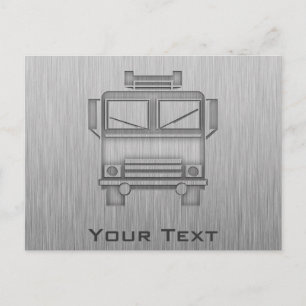 Brushed Metal-look Fire Truck Postcard