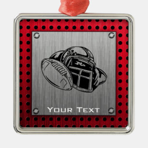 Brushed metal look Football Metal Ornament