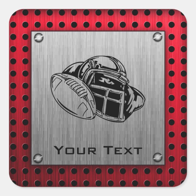 Brushed metal look Football Square Sticker (Front)