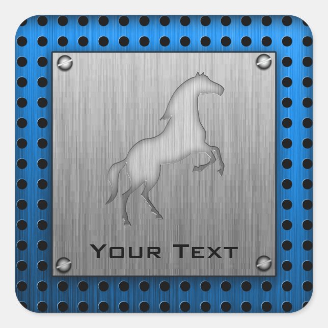 Brushed metal look Horse Square Sticker (Front)