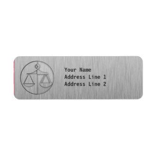 Brushed Metal-look Justice Scales Return Address Label