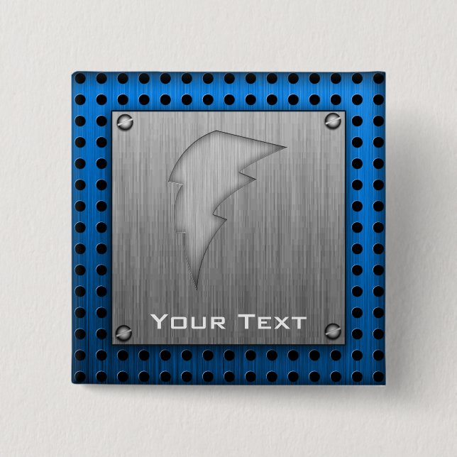 Brushed Metal-look Lightning Bolt 15 Cm Square Badge (Front)