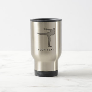 Brushed Metal-look Martial Arts Travel Mug