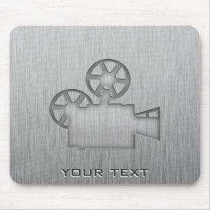 Brushed Metal-look Movie Camera Mouse Pad
