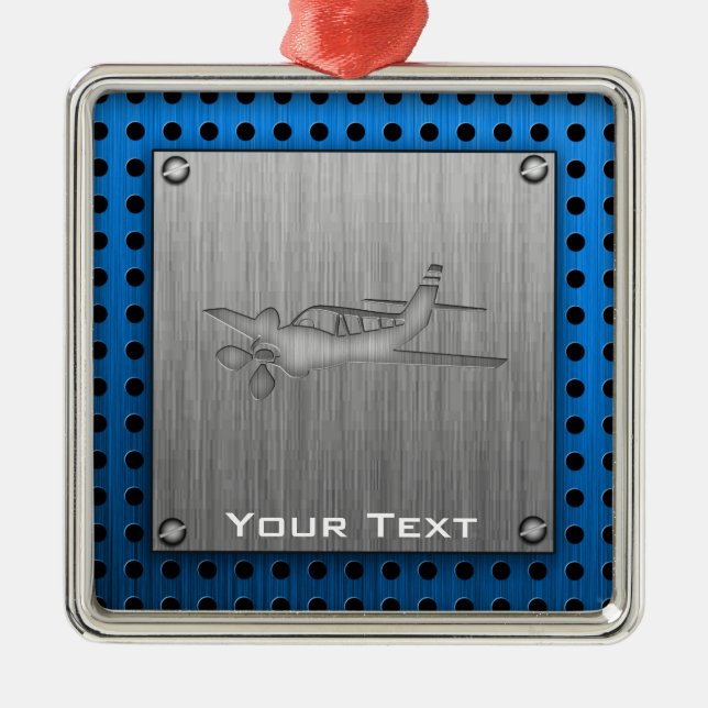 Brushed Metal-look Plane Metal Ornament (Front)