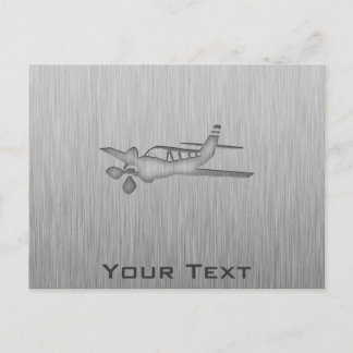 Brushed Metal-look Plane Postcard