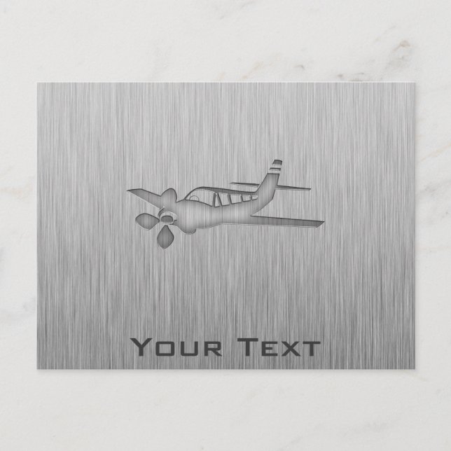 Brushed Metal-look Plane Postcard (Front)