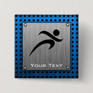 Brushed Metal look Running 15 Cm Square Badge