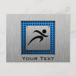 Brushed Metal look Running Postcard