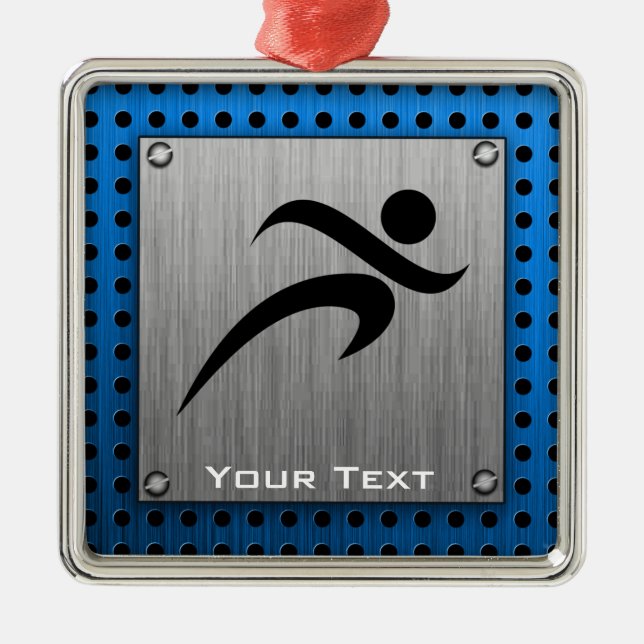 Brushed Metal look Running Tree Decoration (Front)