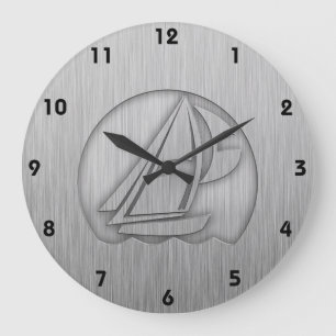 Brushed Metal-look Sailing Large Clock