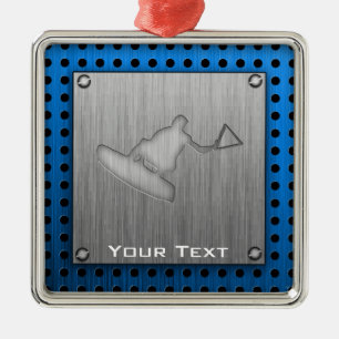 Brushed Metal-look Wakeboarder Metal Tree Decoration