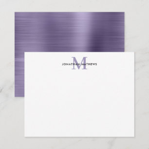 Brushed Metal Midnight Purple Classic Monogram Card