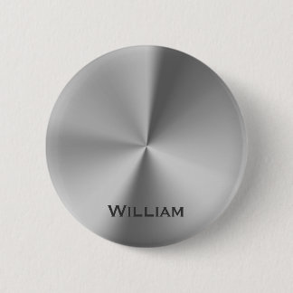 Brushed metal personalised name 6 cm round badge