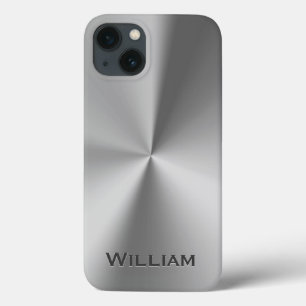 Brushed metal personalised name  iPhone 13 case