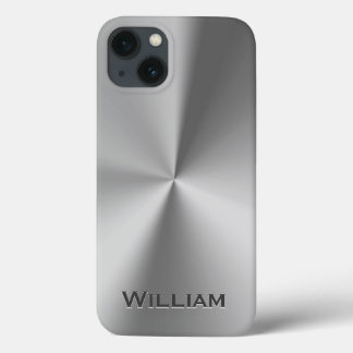 Brushed metal personalised name  iPhone 13 case