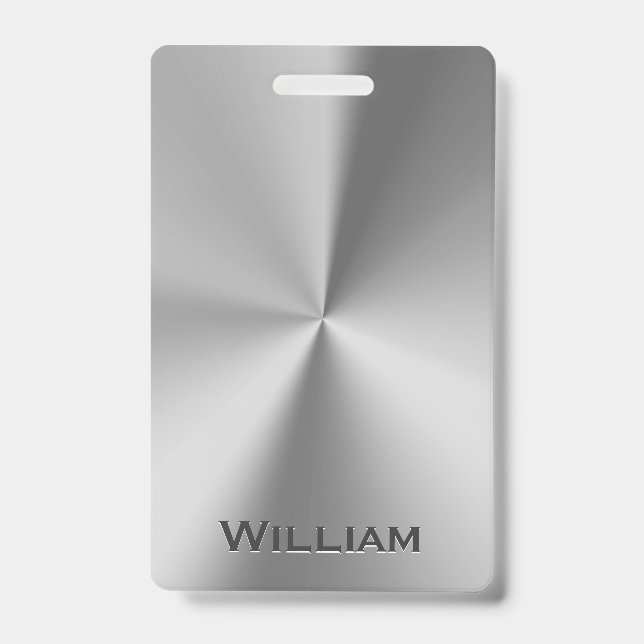 Brushed metal personalised name ID badge (Front)
