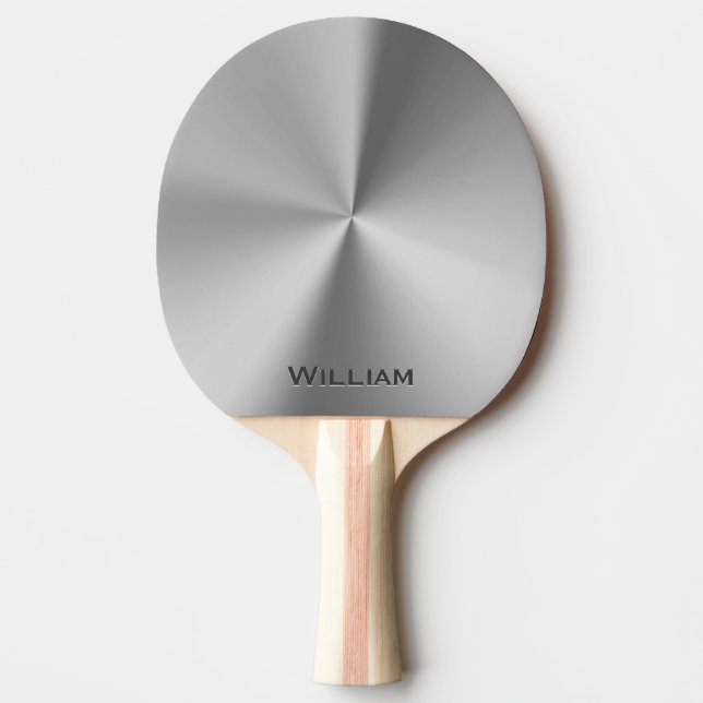 Brushed metal personalised name ping pong paddle (Front)