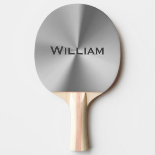 Brushed metal personalised name ping pong paddle