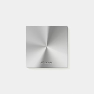Brushed metal personalised name post-it notes
