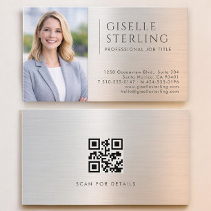 Brushed Metal Photo QR Code Business Card