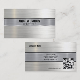 Brushed Metal   QR Business Business Card