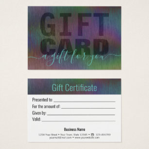 Brushed Metal Rainbow Holographic Gift Card Mint