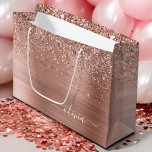 Brushed Metal Rose Gold Pink Glitter Monogram Large Gift Bag<br><div class="desc">Rose Gold - Blush Pink Faux Foil Metallic Sparkle Glitter Brushed Metal Monogram Name Gift Bag. This makes the perfect sweet 16 birthday,  wedding,  bridal shower,  anniversary,  baby shower or bachelorette party gift bag for someone that loves glam luxury and chic styles.</div>