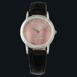 Brushed Metal Rose Gold Pink Glitter Monogram Watch<br><div class="desc">Rose Gold - Blush Pink Faux Foil Metallic Sparkle Glitter Brushed Metal Monogram Name Watch. This makes the perfect graduation,  birthday,  wedding,  bridal shower,  anniversary,  baby shower or bachelorette party gift for someone that loves glam luxury and chic styles.</div>