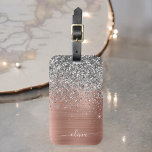 Brushed Metal Rose Gold Silver Glitter Monogram Luggage Tag<br><div class="desc">Rose Gold - Blush Pink and Silver Faux Foil Metallic Sparkle Glitter Brushed Metal Monogram Name and Initial Bag or Luggage Tag. This makes the perfect sweet 16 birthday,  wedding,  bridal shower,  anniversary,  baby shower or bachelorette party gift for someone that loves glam luxury and chic styles.</div>