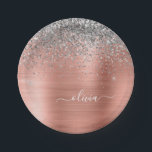 Brushed Metal Rose Gold Silver Glitter Monogram Paper Plate<br><div class="desc">Rose Gold - Blush Pink and Silver Faux Foil Metallic Sparkle Glitter Brushed Metal Monogram Name and Initial Party Plates. This makes the perfect sweet 16 birthday,  wedding,  bridal shower,  anniversary,  baby shower or bachelorette party gift for someone that loves glam luxury and chic styles.</div>