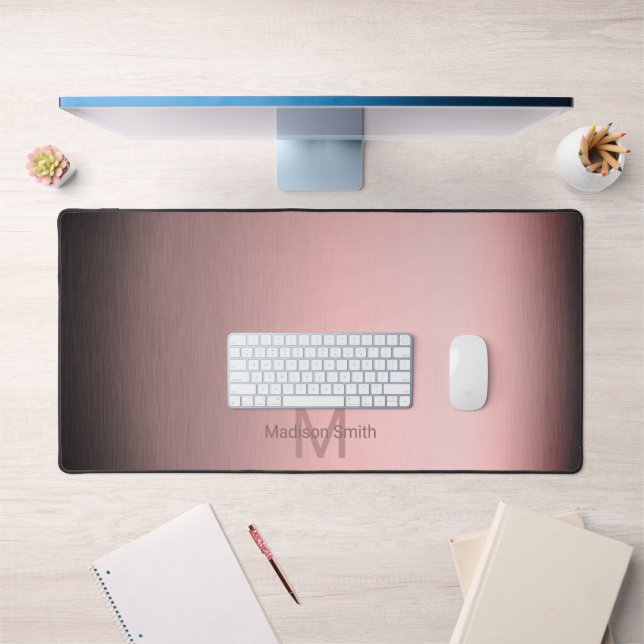 Brushed metal rose modern design Monogram Desk Mat (Office 1)