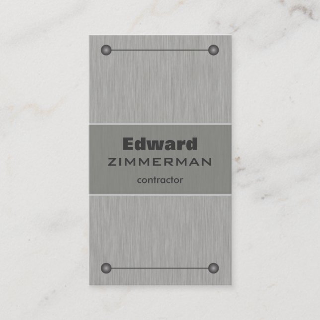 Brushed Metal: Silver Textured Business Card (Front)