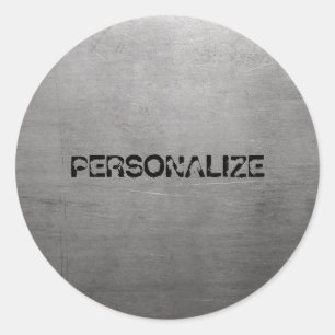 Brushed Metal Texture Classic Round Sticker