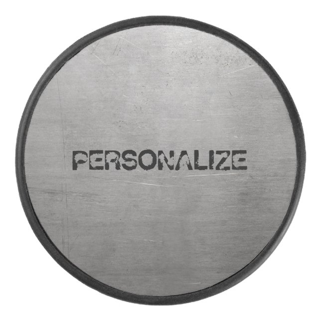 Brushed Metal Texture Hockey Puck (Front)