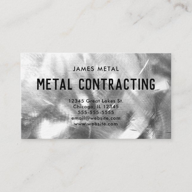 Brushed Metal Texture Photo Business Card (Front)