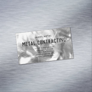 Brushed Metal Texture Photo Magnetic Business Card