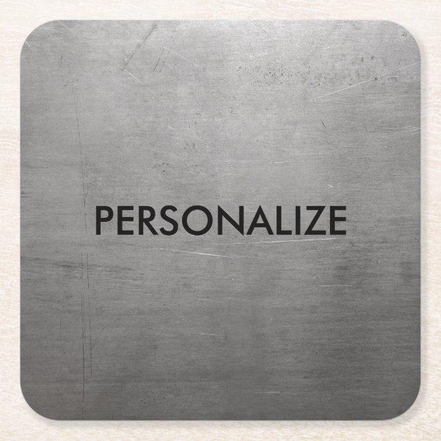 Brushed Metal Texture Square Paper Coaster (Front)